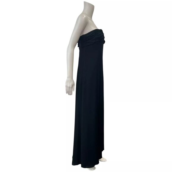 Armani Collezini Black Ruched Strapless Maxi Open Back Dress - Picture 5 of 12